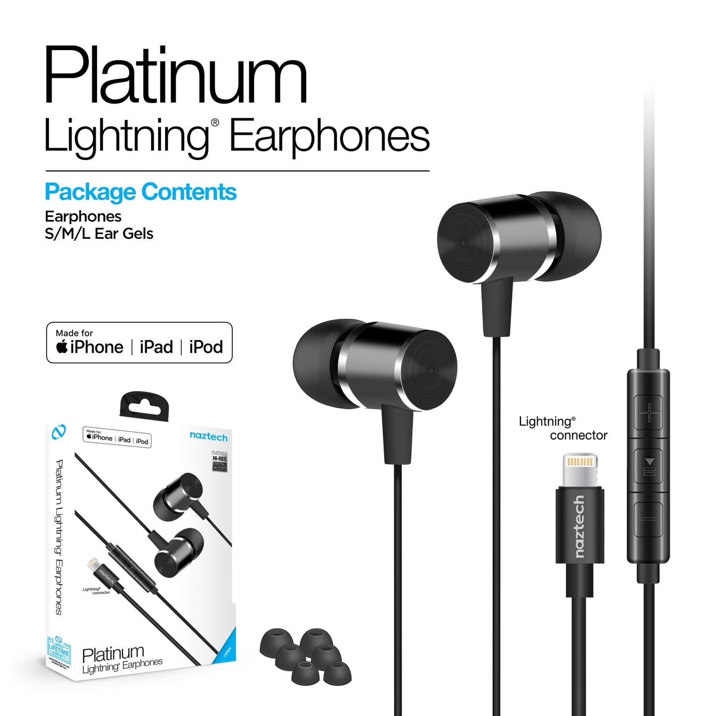 Naztech Audifono Platinun Mpi Lightning Naztech - Attenza.net
