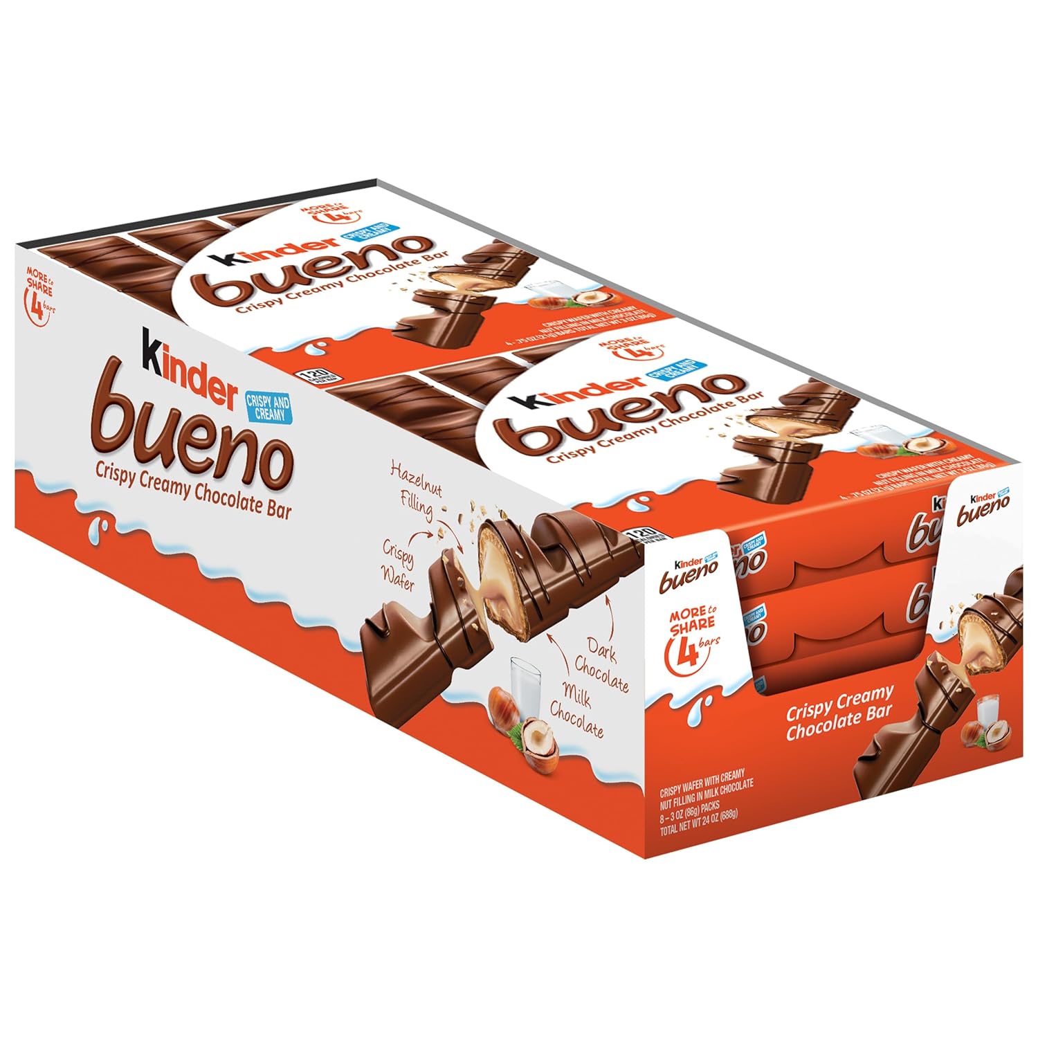 Chocolates Kinder Bueno - 8 Barras Dobles - Attenza.net