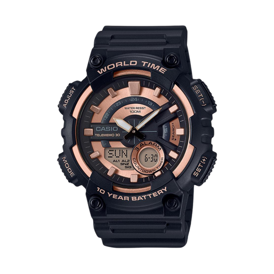 Reloj Análogo-Digital World Time Telememo Casual Negro de Hombre - Attenza.net
