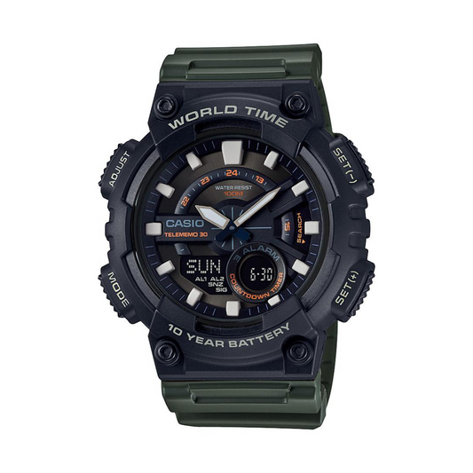 Reloj Análogo-Digital World Time Telememo Casual Negro de Hombre - Attenza Panamá