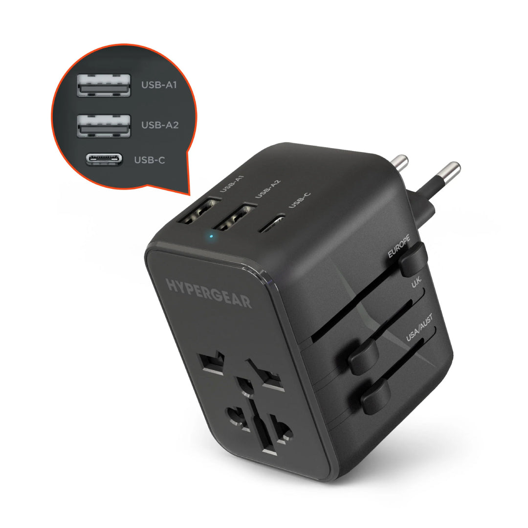 HyperGear Adaptador De Corriente Para Viajero USB-C - Attenza.net