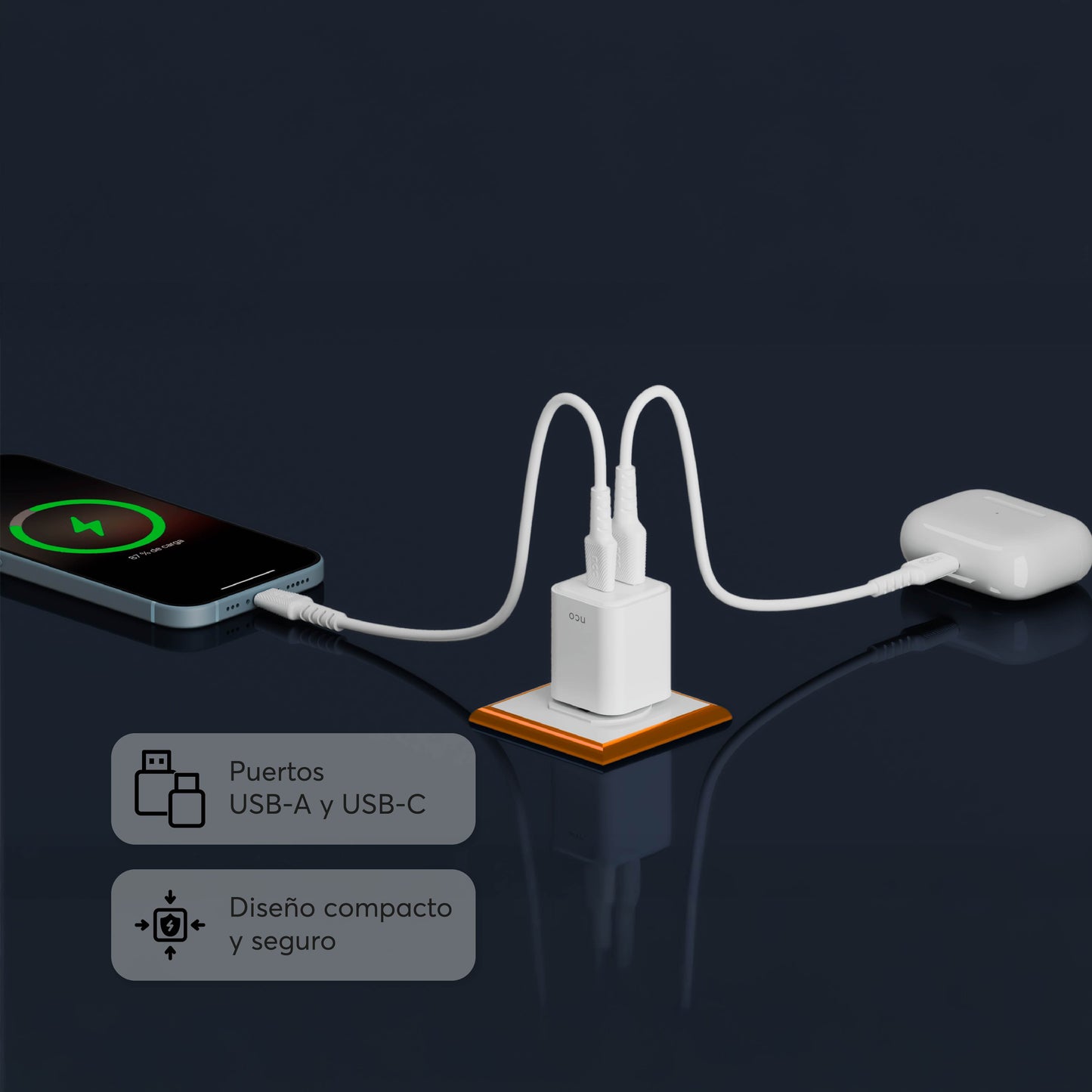 Cargador PowerPlug Mini 35W para USB-A - USB-C