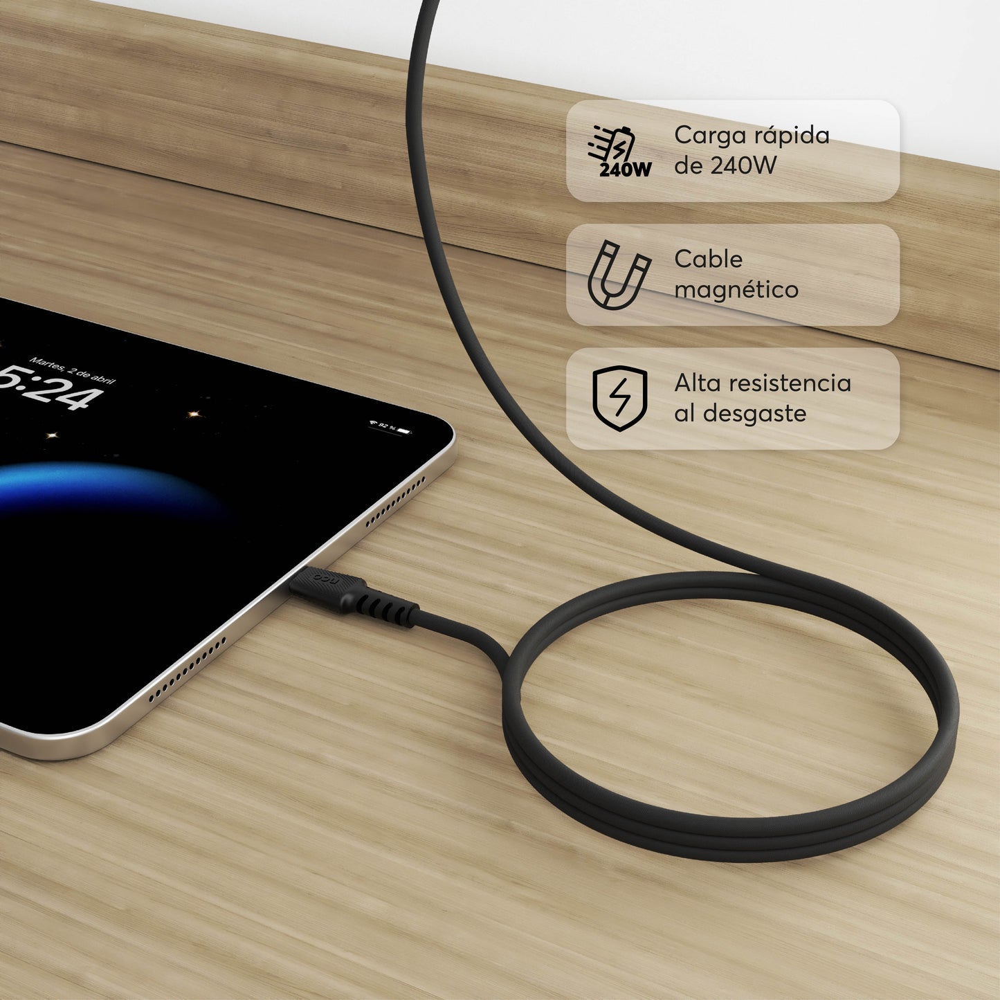PowerForce 2M Cable Magnético USB-C - USB-C