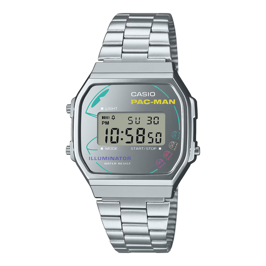 Reloj Digital Vintage PAC-MAN Plateado Casual de Hombre - Attenza.net